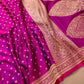 Hot Pink Small Flower Buti Weaved Banarasi Mashru Silk Floral Border Saree