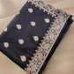 Jet Black Buta Weaved Banarasi Mashru Silk Floral Border Saree 