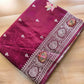 Burgundy Maroon Flower Meena Buta Banarasi Mashru Silk Saree
