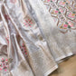 Pastel Ivory Meenakari Buta Banarasi Mashru Silk Saree