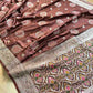 Brown Meenakari Buta Banarasi Mashru Silk Saree