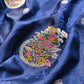 Midnight Blue Flower Meenakari Buta Banarasi Mashru Silk Saree