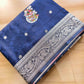 Midnight Blue Flower Meenakari Buta Banarasi Mashru Silk Saree
