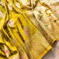 Greenish Yellow Meenakari Buta Banarasi Mashru Silk Saree