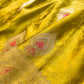 Greenish Yellow Meenakari Buta Banarasi Mashru Silk Saree