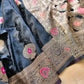 Jet Black Meena Buta Banarasi Mashru Silk Saree