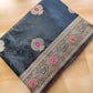 Jet Black Meena Buta Banarasi Mashru Silk Saree