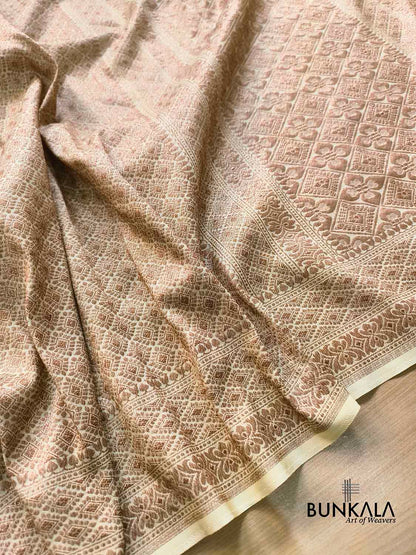 Pastel Yellow Brocade Antique Zari Weaved Banarasi Resham Silk Saree