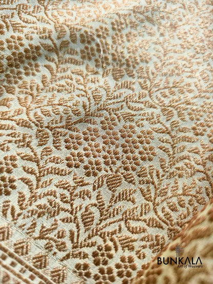 Pista Green Brocade Antique Zari Weaved Banarasi Resham Silk Saree Floral Border