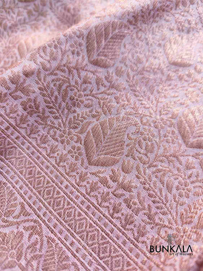 Lavender Brocade Antique Zari Weaved Leaf Design Banarasi Resham Silk Saree