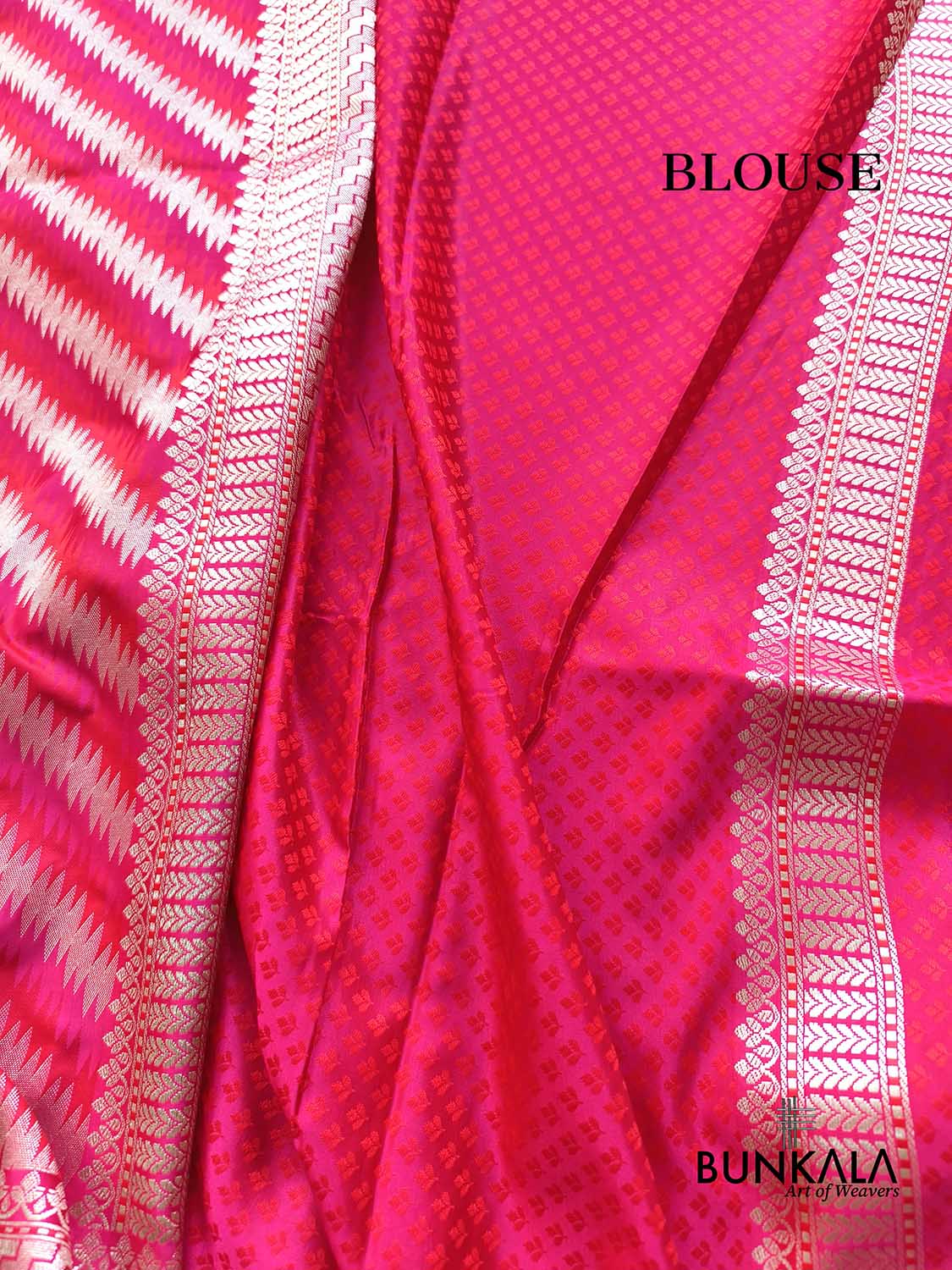 Reddish Pink Jamewar Weaved Geormetric Zig Zag Pattern Banarasi Mashru Silk Saree