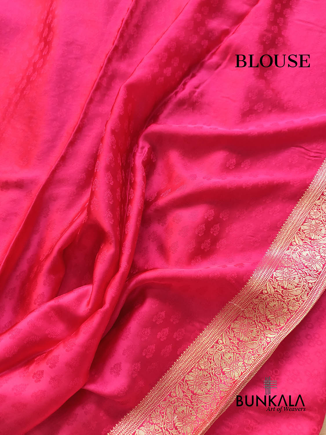 Rani Pink Floral Leheriya Bel Weaved Heavy Pallu Banarasi Mashru Silk Saree 