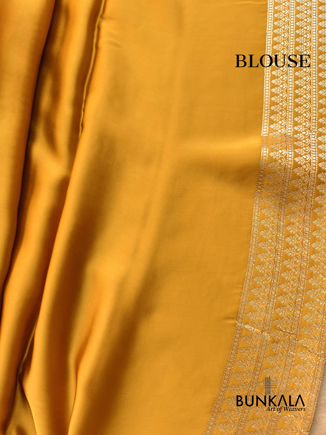 Mustard Yellow Scalloped Border Tiny Buti Weaved Brocade Pallu Banarasi Mashru Silk Saree