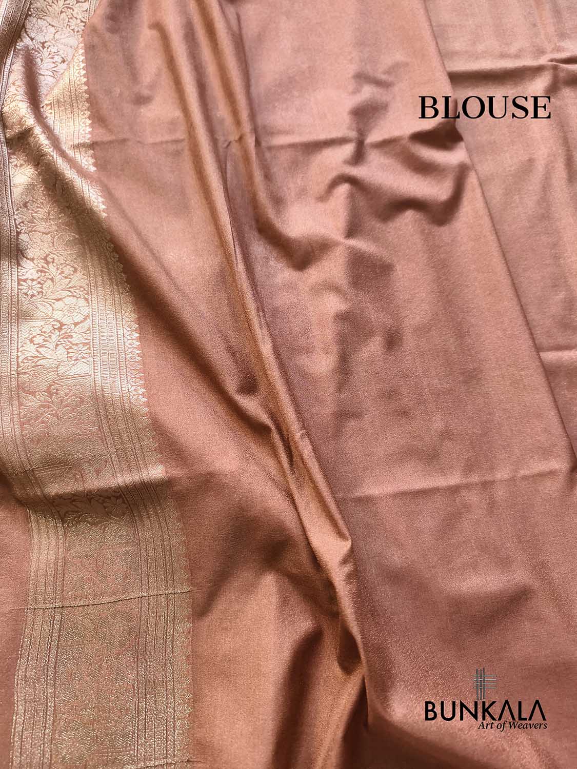 Cheeku Brown Pastel Floral Meenakari Weaved Banarasi Resham Silk Saree