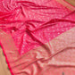 Pink Jamewar Weaved Soft Mashru Silk Floral Jaal Design Banarasi Saree