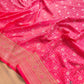 Pink Jamewar Weaved Soft Mashru Silk Floral Jaal Design Banarasi Saree