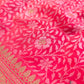 Pink Jamewar Weaved Soft Mashru Silk Floral Jaal Design Banarasi Saree