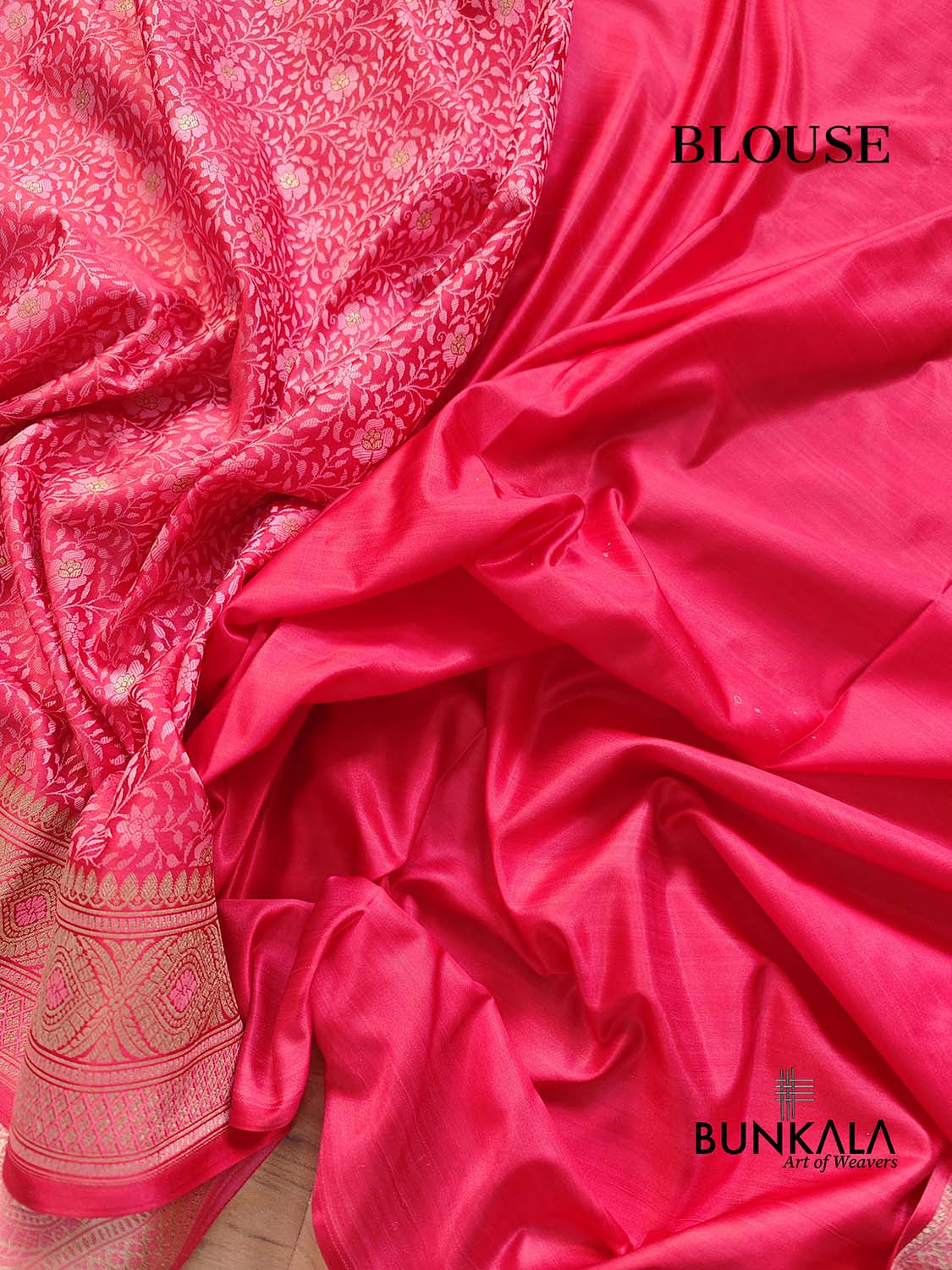 Pink Jamewar Weaved Soft Mashru Silk Floral Jaal Design Banarasi Saree