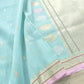 Blue Kadwa Buti Handweaved Banarasi Pure Linen Saree