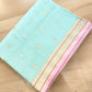 Blue Kadwa Buti Handweaved Banarasi Pure Linen Saree