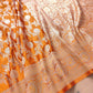 Orange Floral Jaal Banarasi Mashru Silk Saree