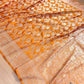 Orange Floral Jaal Banarasi Mashru Silk Saree