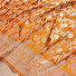 Orange Floral Jaal Banarasi Mashru Silk Saree