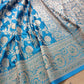 Blue Floral Jaal Banarasi Mashru Silk Saree