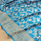Blue Floral Jaal Banarasi Mashru Silk Saree