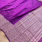 Purple Plain Handloom Banarasi Pure Katan Silk Saree with Big Meenakari Border