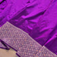 Purple Plain Handloom Banarasi Pure Katan Silk Saree with Big Meenakari Border