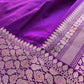 Purple Plain Handloom Banarasi Pure Katan Silk Saree with Big Meenakari Border