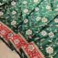 Bottle Green Sona Rupa Floral Jaal Handloom Banarasi Pure Katan Silk Saree with Red Contrast Border