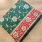 Bottle Green Sona Rupa Floral Jaal Handloom Banarasi Pure Katan Silk Saree with Red Contrast Border