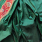 Bottle Green Sona Rupa Floral Jaal Handloom Banarasi Pure Katan Silk Saree with Red Contrast Border