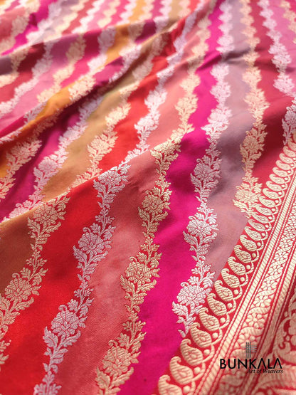 Red Rangkat Hand Kadwa Weaved Banarasi Pure Katan Silk Saree