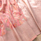 Peach Meenakari Floral Leaf Jaal Weaved Banarasi Tissue Silk Saree
