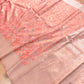 Peach Meenakari Floral Leaf Jaal Weaved Banarasi Tissue Silk Saree
