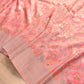 Peach Meenakari Floral Leaf Jaal Weaved Banarasi Tissue Silk Saree