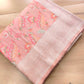 Peach Meenakari Floral Leaf Jaal Weaved Banarasi Tissue Silk Saree