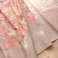 Pastel Grey Meenakari Floral Leaf Jaal Weaved Banarasi Tissue Silk Saree