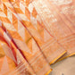 Orange Dual Shade Zig Zag Geometric Design Weaved Banarasi Tissue Silk Saree
