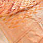 Orange Dual Shade Zig Zag Geometric Design Weaved Banarasi Tissue Silk Saree
