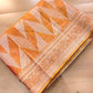 Orange Dual Shade Zig Zag Geometric Design Weaved Banarasi Tissue Silk Saree