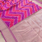 Pink Two Shade Zig Zag Buti Design Weaved Banarasi Silk Saree