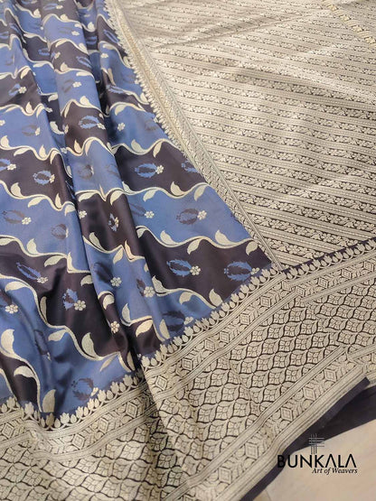 Rangkat Black and Grey Buti Weaved Banarasi Silk Saree