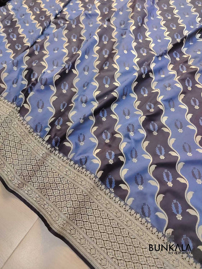 Rangkat Black and Grey Buti Weaved Banarasi Silk Saree