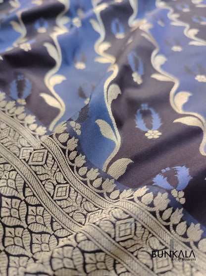 Rangkat Black and Grey Buti Weaved Banarasi Silk Saree