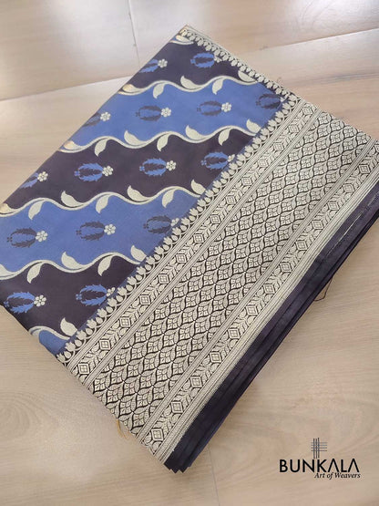 Rangkat Black and Grey Buti Weaved Banarasi Silk Saree