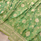 Lime Light Green Floral Jangla Weaved Banarasi Silk Saree